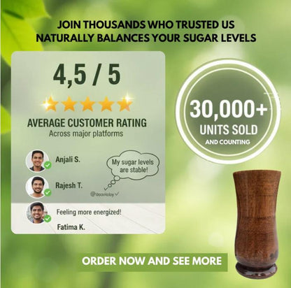 SUGARCARE BALANCE WOODEN WATER GLASS (100% AYURVEDIC)